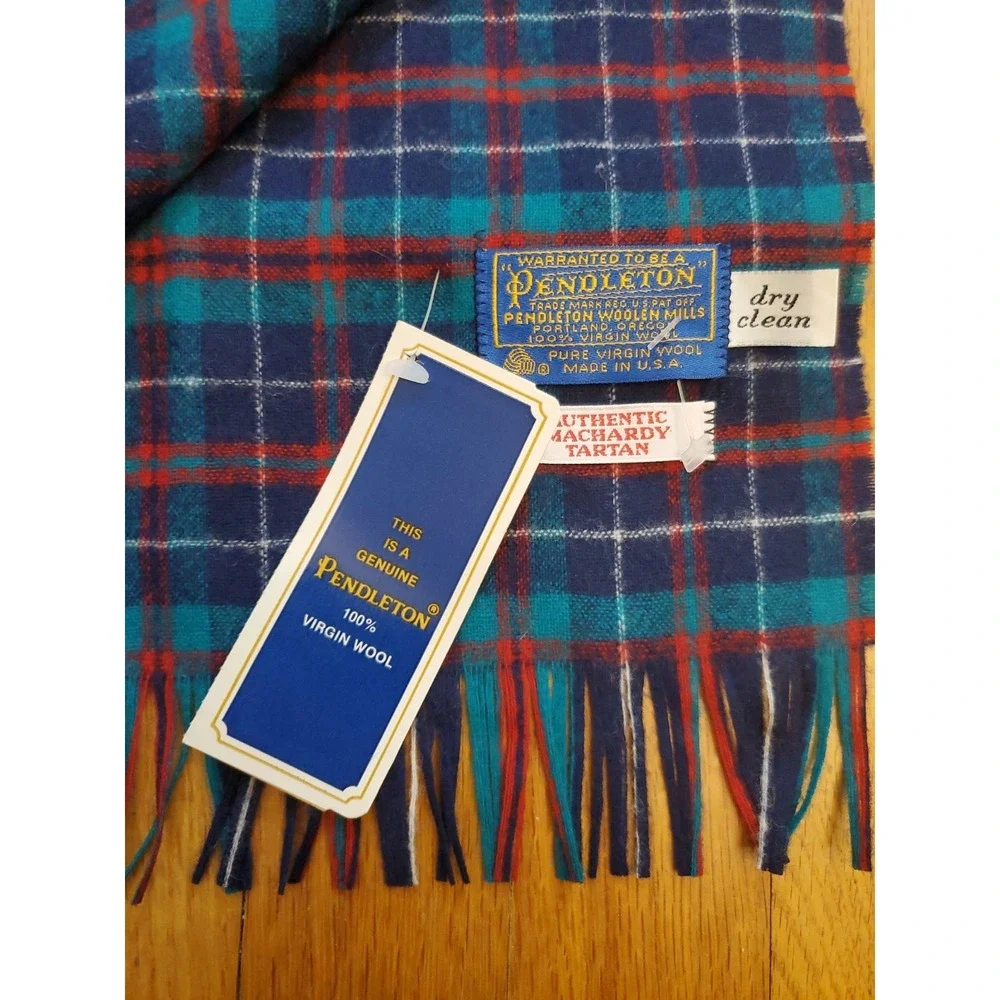 Pendleton Vintage Made in USA MacHardy Tartan Plaid 100% Virgin Wool Scarf NEW